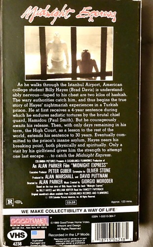 Midnight Express (1978) VHS - Oliver Stone, Brad Davis, Bill Hayes - 1989 Rare👀 - Picture 2 of 2