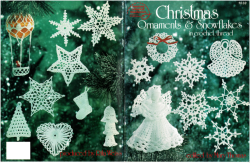 CHRISTMAS ORNAMENTS & SNOWFLAKES IN CROCHET THREAD CROCHET LEAFLET