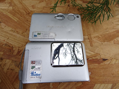 Nikon S1 + S2 10.1MP + 5.1MP 2x Digital Cameras Silver FOR PARTS REPAIR AS IS