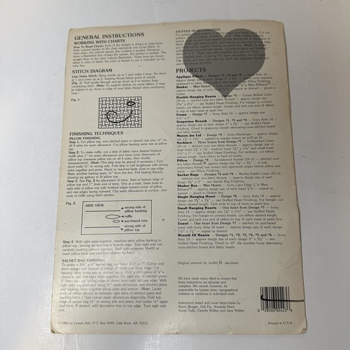 Leisure Arts Never Lose Heart Leaflet 423 Vintage 1986 Cross Stitch & Projects - Picture 2 of 5