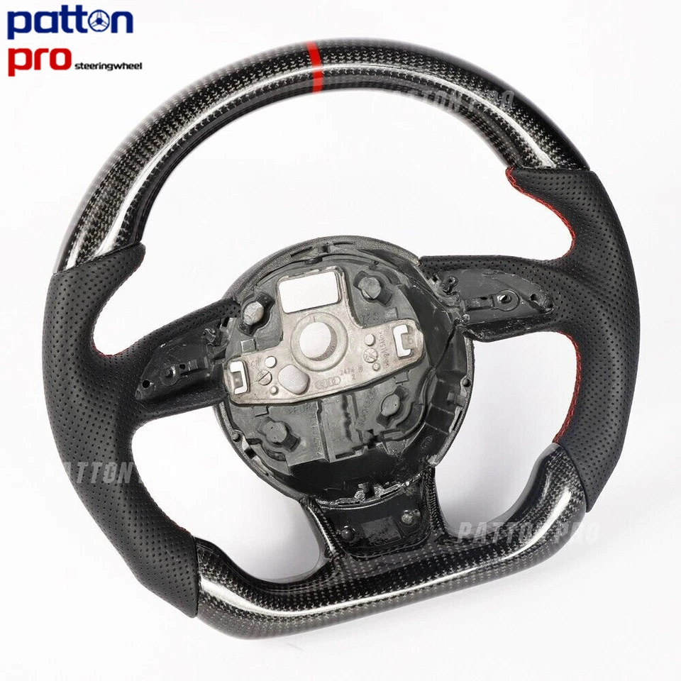 Volante deportivo plano de fibra de carbono para Audi 2012+ RS3 RS4 RS5 RS6 RS7 RS Q3 Foto 3 de 4