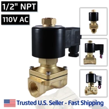 1/2" 110V AC NORMALLY OPEN Electric Brass Solenoid Valve 110 120 Volts VAC, N/O