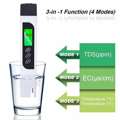 EC Messgerät TDS Meter mit Thermometer Leitwertmessgerät Leitfähigkeitsmessgerät - Bild 3 von 9