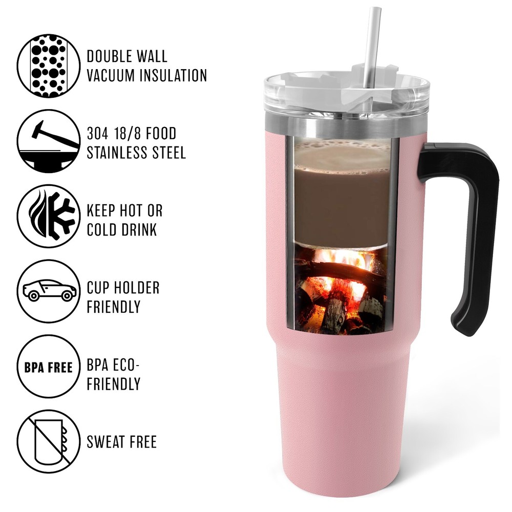 30oz Stainless Steel Vacuum Insulated Tumbler with Straw for Travel