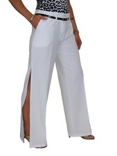 Womens Evening Side Split Trousers Ladies Open Leg Event Trousers Elegant