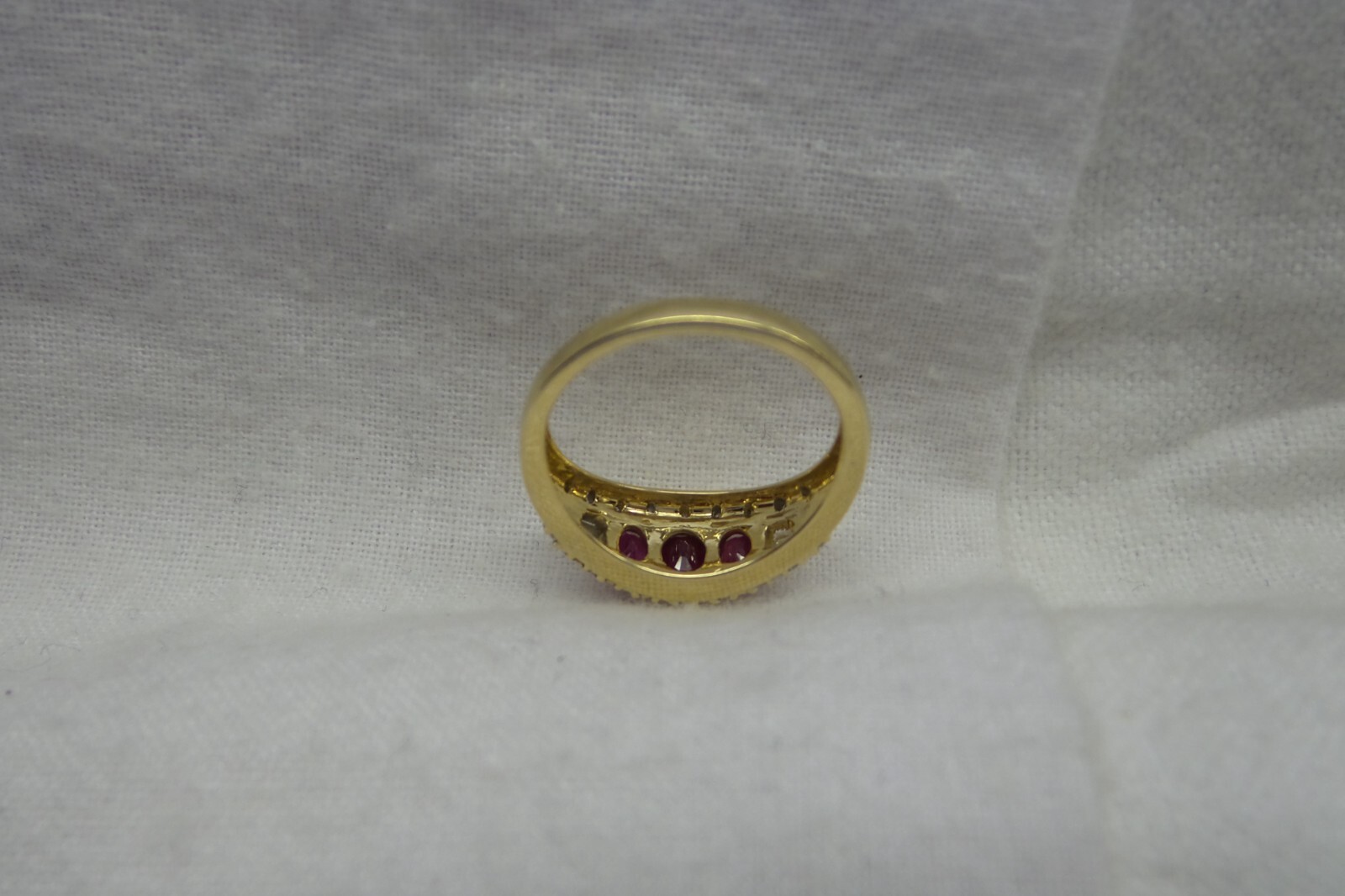 Fine Solid 14kt Genuine 3 Ruby Ring with Natural … - image 10