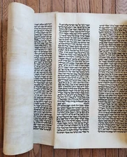 TORAH SCROLL FRAGMENT MANUSCRIPT on VELLUM antique BIBLE GENESIS 24:64 - 31:1