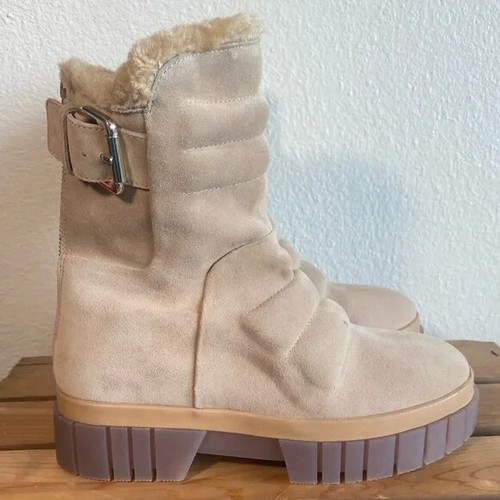 Free People Fable Faux Fur Lined Boots Womens Size 8.5 Sand Suede Platform NEW - Picture 4 of 10