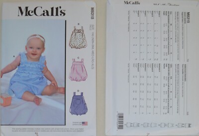 McCalls -8315- INFANTS' Rompers, NBN - XLG
