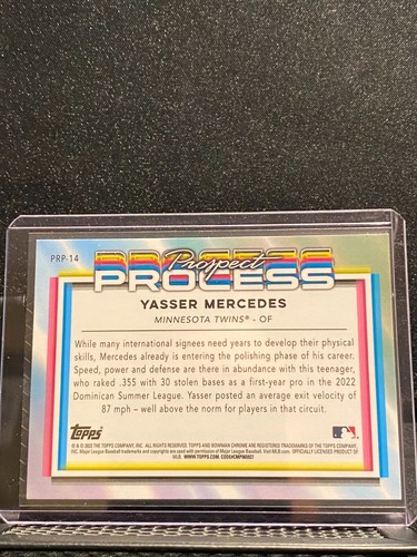 Yasser Mercedes 2023 Bowman Chrome Prospect Process - Rangers - Foto 2 di 2