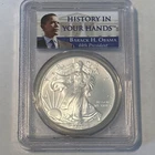 2009 American SILVER Eagle PCGS Obama Label 44th PRESIDENT COIN .999 Fine Silver