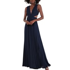 NWT Lulus Vivid Imagination Navy Blue Cutout Maxi Dress Size Large