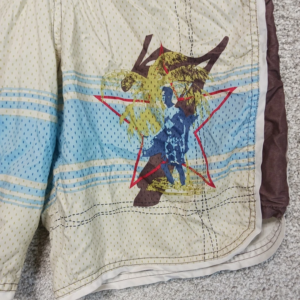 Joe Boxer Shorts Mens Small Blue Brown Graphic Swim Trunks Boardshorts Polyester - Image 2 of 4