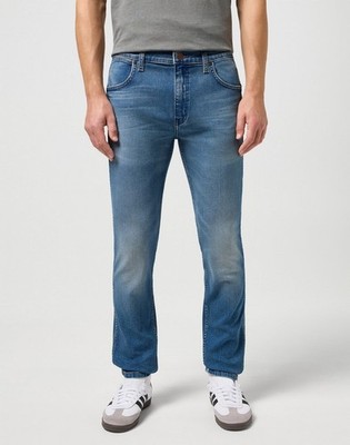 Wrangler Greensboro Herren Jeans Straight Fit Denim Klassisch Blau