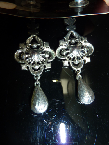Vintage Silver Bohemian Dangle Earrings Women's Jewelry Rhinestones - Picture 5 of 5