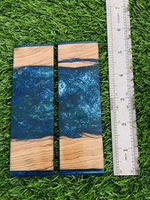 BEAUTIFUL Crystals Resin Olive Wood KNIFE HANDLE MATERIAL BLANK SCALES