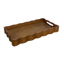 Pine Wood Decorative Tray with Handle Rectangular Wooden Serving Tray for Brown