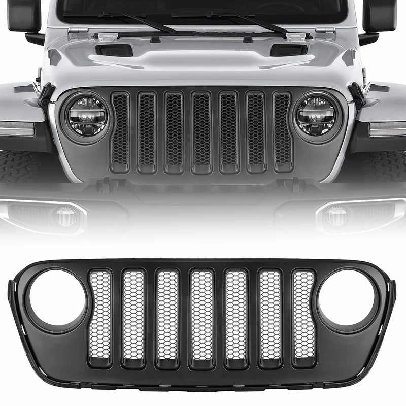 Sunpie Matte Black Mesh Front Grille Fits2018-2026 Jeep Wrangler JL Gladiator JT