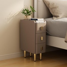 AQIMUELE Beige Narrow Side Table with Drawers