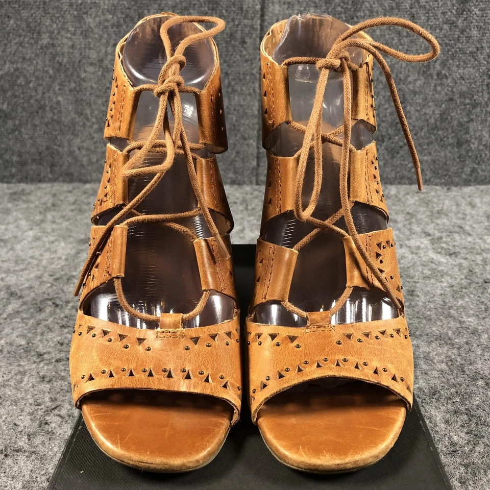 Zapatos Lucky Brand para mujer 8,5 tostados LK-Tafia sandalias de tacón bloque con cordones boho chic Foto 4 de 4