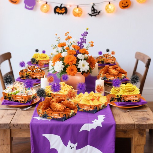Halloween Party Supplies - 72 Pcs Orange Paper Decorations Set - 8.5x3.1x1.7 in - Picture 8 of 9