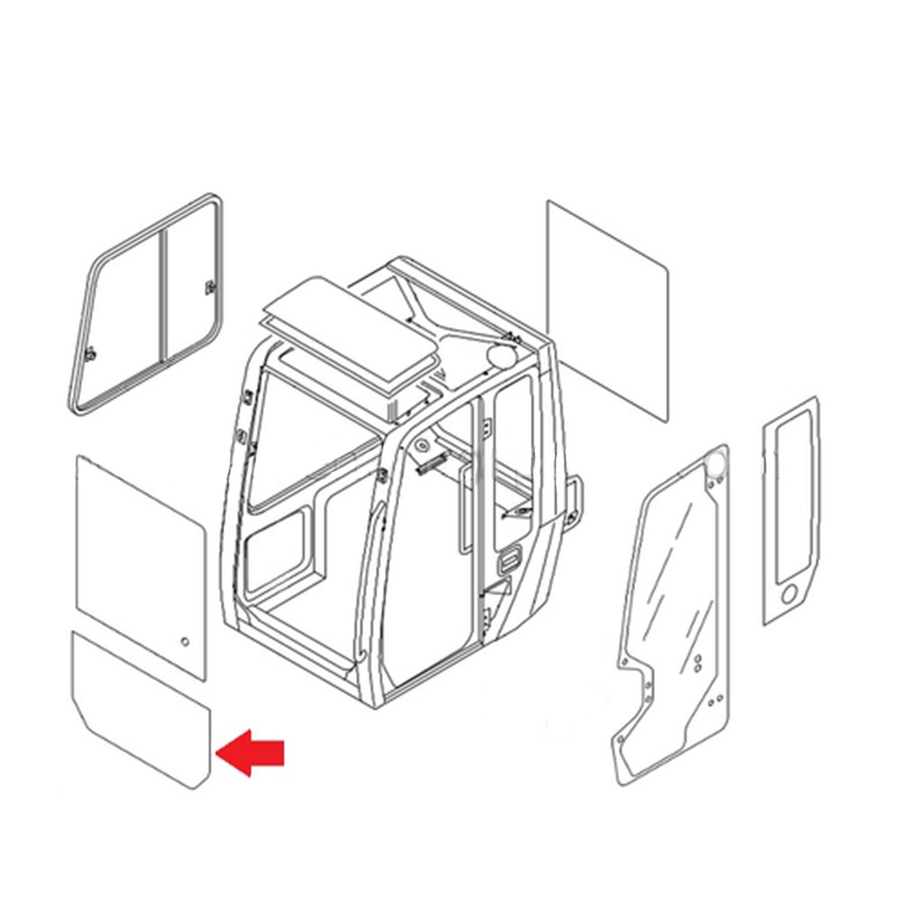 03786-07104 Front Lower Glass Fits Takeuchi