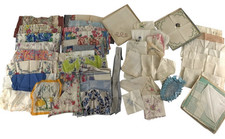 Hankies Mixed Lot of 44 Handkerchiefs Ladies Mens Vintage Floral Colorful White