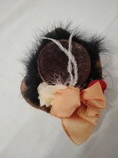 Antique Brown Velvet Hat 8.5" circ. for Medium Size Doll Stand is a trinket box