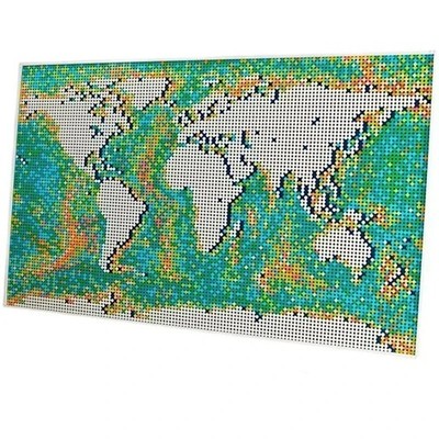 World Map Mosaic Wall Art   11695 PCS Building Block Wall Display Set