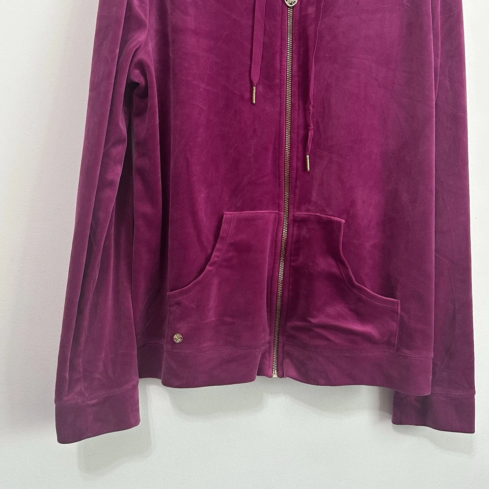 Sudadera con Capucha de Terciopelo Lilly Pulitzer XL Magenta Larina Cremallera Frontal Manga Larga Suave DEFECTUOSA Foto 4 de 4