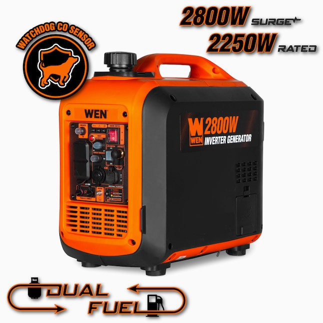 WEN 2800-Watt Dual Fuel Inverter Generator, Quiet, Portable, and Lightweight