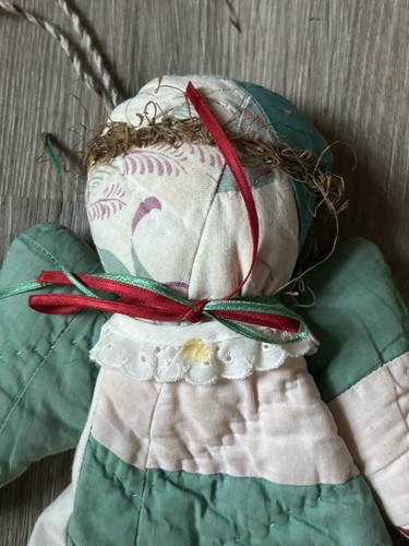 2 VTG GRANDMA'S HANDMADE RAG DOLL AnGELs REPURPOSED QUILT LACE HAND STITCHED - Picture 5 of 12
