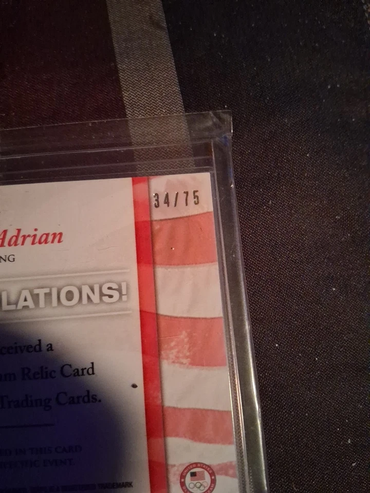 2012年托普斯美国奥林匹克队遗物内森·阿德里安系列34/75纪念品遗物 — 第 3/4 张图片