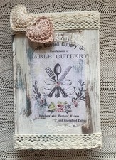 Handgefertigtes Shabby Vintage Look Deko Buch Besteck Terrine Upcycling -831