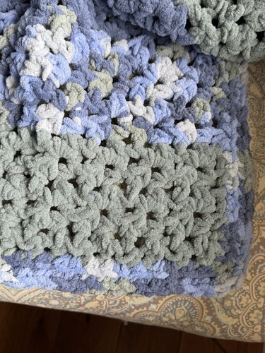 Handmade Crocheted Soft And Chunky Baby Blanket*Afghan*Baby Boy*Bernat Yarn - Picture 3 of 7