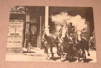 Horse Drawn Fire Wagon Bush St San Francisco CA Postcard 1985 Remake 1897 Photo