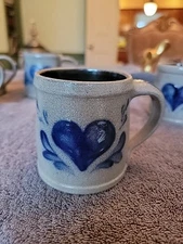 Gorgeous Vintage Rowe Pottery Stoneware Mug  Heart Design 1995-1998. Excellent!!