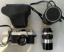 YASHICA TL-SUPER AUTO CON OBIETTIVO VIVITAR 50MM, YASHINON 135MM, CUSTODIA E TREPPIEDE