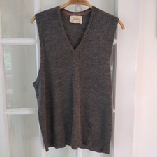 Jantzen sweater vest grey heather mens L sleeveless knit vintage vneck USA Made