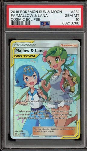 Pokemon Mallow & Lana Cosmic Eclipse Full Art #231 PSA 10 Gem Mint