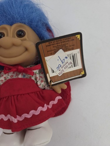 Russ Caperucita Roja Libro de Cuentos Muñeca Troll Pelo Azul Manzana Cesta De Colección - Imagen 3 de 3