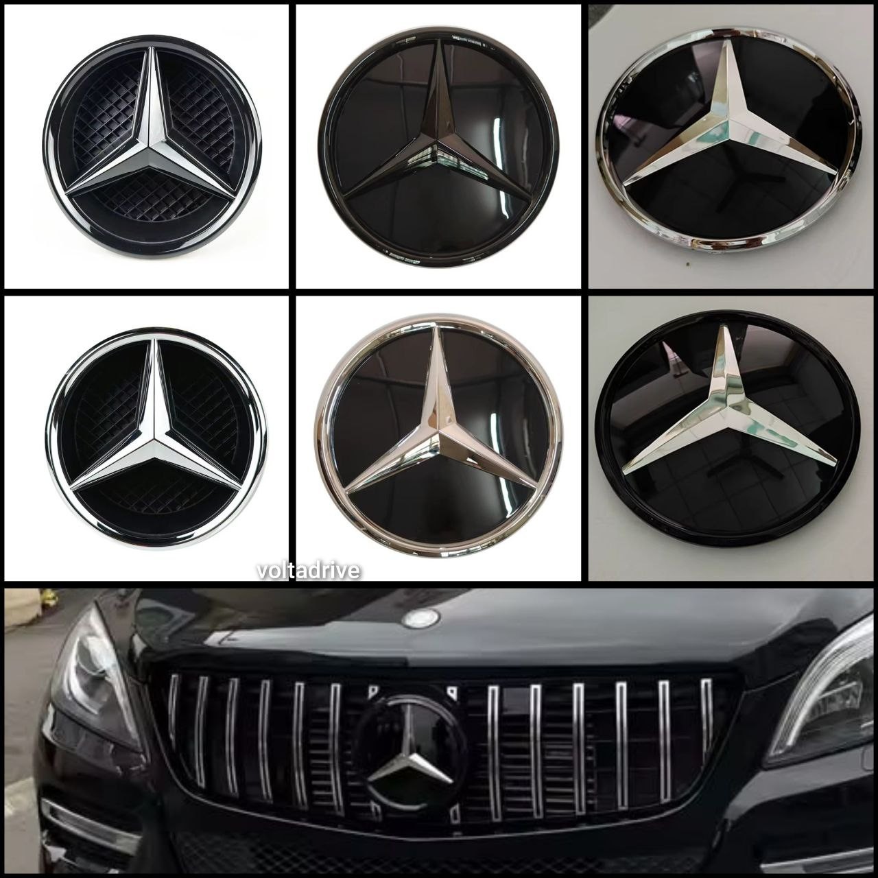 LOGO ANTERIORE EMBLEMA MERCEDES NERO CLASSE ABCE SR GL GLA GLK W205 W176 W212