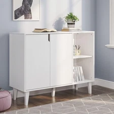 Kitchen Buffet Cabinet Storage Sideboard with 2 Doors 2 Shelves, White