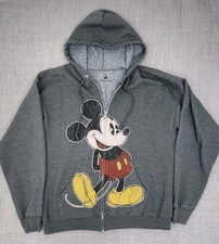 Disney Parks  Hanes Mickey Mouse Grey Zip Up Hooded Sweater. Large
