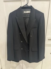 Zara Women's Black Double-Breasted Tailored Six-Button Blazer Jacket Size S