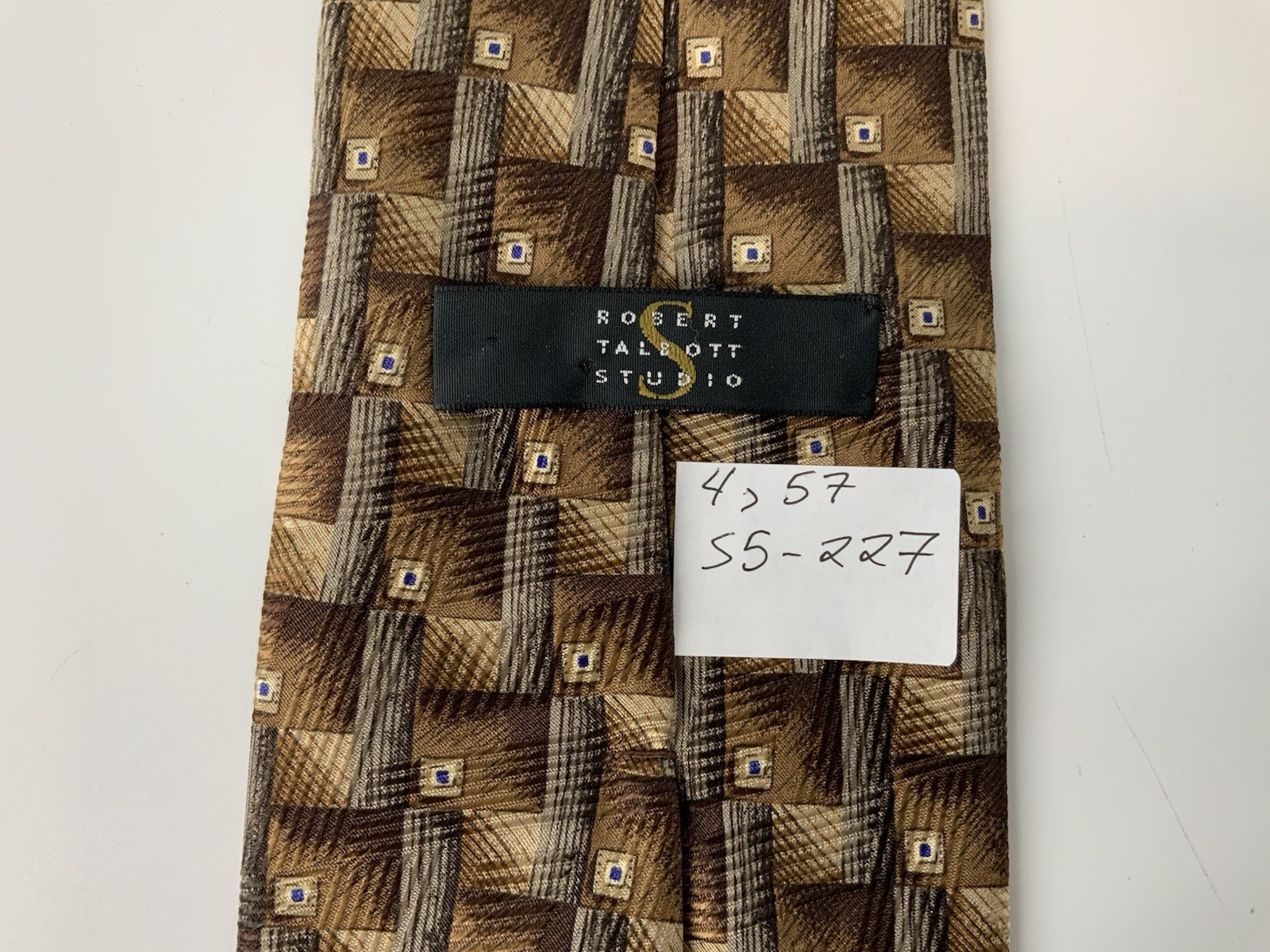 Robert Talbott Studio Neck Tie Brown Geometric Si… - image 8
