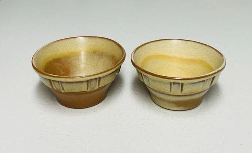 2 Frankoma Art Pottery 94X Wagon Wheel Desert Gold Small Bowl Berry Ice Cream