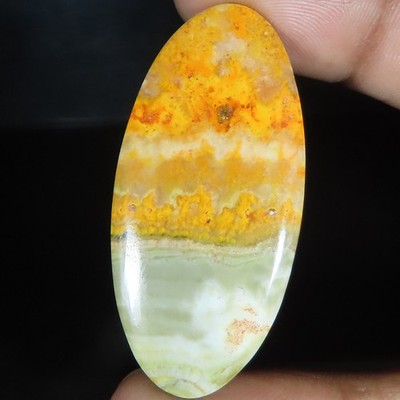 natural BUMBLE BEE JASPER oval cabochon loose gemstone 32.20 Carat. (21x43x4 mm)