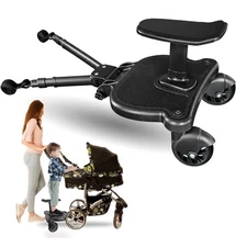 Universal 2in1 Stroller Ride Board with Detachable Seat, Stroller Glider Board