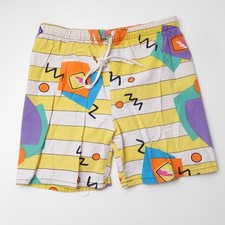 Vintage 80s Colorblock Surf Shorts Tie Women's Size Small 26x5